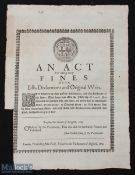 Commonwealth Broadside (Poster) 1653 - Commonwealth Coat of Arms top centre. An Act for taking