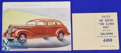 Automotive - 'DE SOTO' 1946 Sales Catalogue - 4 fold brochure illustrating and detailing their car