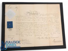 Sir Charles Hastings Doyle (1804-1883) Commission Document Signed at top by Queen Victoria dated