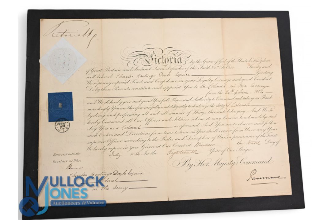 Sir Charles Hastings Doyle (1804-1883) Commission Document Signed at top by Queen Victoria dated