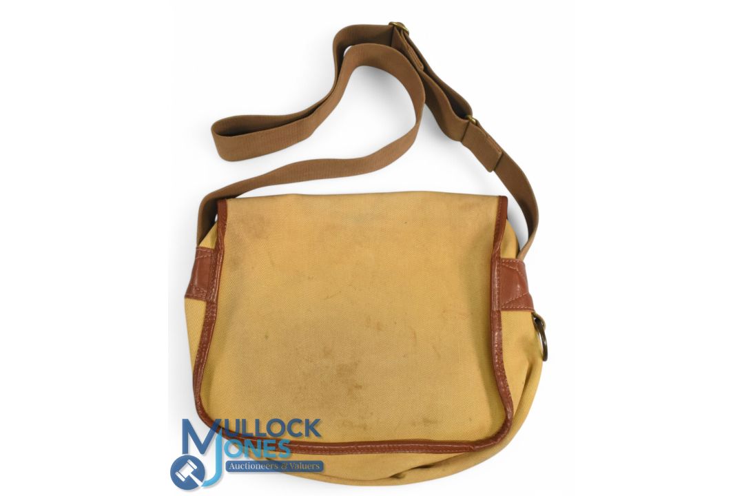 Hardy Alnwick "The Brook" canvas and leather shoulder bag, 11" x 10" x 3", one large pocket with - Image 2 of 3