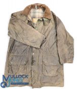 Vintage Gents Barbour Game Fair waxed jacket with tartan lining in fair used condition with some