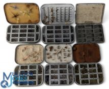 Fine collection of 7 x Wheatley alloy dry fly boxes, in medium and large sizes, including an early