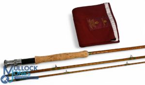 A fine Hardy Alnwick Crown Houghton Palakona split cane trout fly rod: 10ft 3pc, alloy uplocking