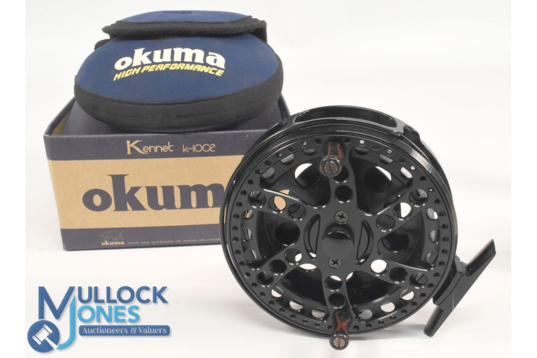 Okuma "The Kennet" K1002 alloy centre pin trotting reel, 4 ½" spool with twin handles, on/off check, - Image 1 of 2