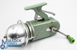 Scarce Augermatic Patent alloy spinning reel with an interesting guarded spool and line lay, LHW,