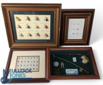 4x Framed Fly Fishing Items, salmon hand tied flies, a selection of trout flies, a framed photograph