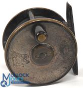 Hardy Bros brass plate wind reel, 2 3/16