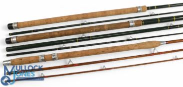 A collection of match and float rods, all unnamed with no bags, as follows: Hollow glass rod 13ft 6