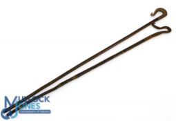 2x Handmade Wading Sticks Shepherd Crook Staffs, Wading sticks, one with a bent rams horn crook, the
