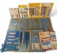 Large collection of vintage flies mounted on A4 cards, including A L & W flies in packets, ideal for