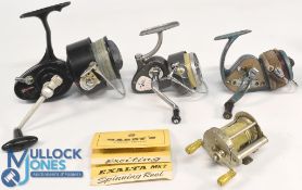 A collection of casting/spinning reels, as follows: Hardy Bros The Exalta fixed spool Mk II, bail