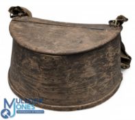 Early wooden demi lune shaped creel, 14