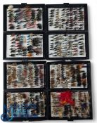 4x Plastic pocket fly boxes filled with a good collection of wet and dry trout flies, sea trout