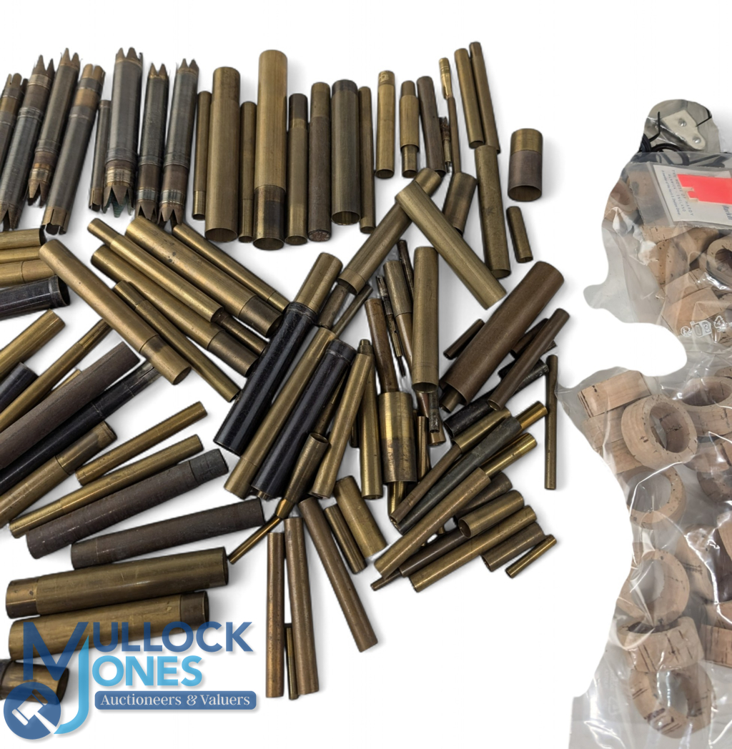 Fishing Rod Maker Repair Spare Parts - cork handle parts, assorted period brass ferrule, rod eyes - Image 3 of 4