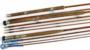 Hardy Alnwick unnamed split cane salmon fly rod, 12ft 3pc with spare tip, 24