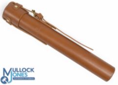 A fine Hardy Bros block leather steel lined Smuggler rod tube: 16 ½