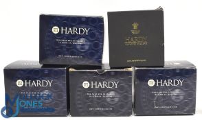 A collection of Hardy card reel boxes, as follows: Hardy Zane No O, Hardy Zane No 1, Hardy Zane No