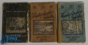 Hardy's Anglers' Guide 1923, 1928 & 1929 - mixed condition with some paper loss, tape repair to