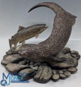 Sculpture on a naturalistic pebble base, signed N Dalrymple 1981, #28cm x 39cm - small repair