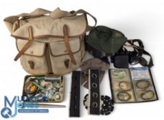 Brady Cavas Fishing Tackle Bag, with leather fittings, webbing shoulder strap, a waterproof line and