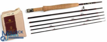 Hardy Alnwick Deluxe Smuggler Classic carbon travel fly rod: 7ft 6pc line 4#, alloy uplocking reel