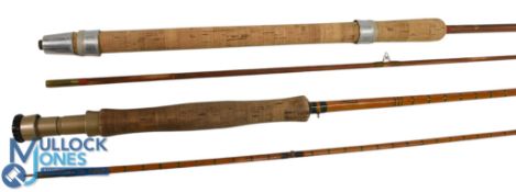 Allcocks Leander split cane trout fly rod, 9ft 2pc, butt screw alloy reel seat, red agate butt/tip