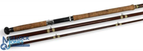 Sydney Jarvis Astwood Bank, Redditch, hollow glass salmon fly rod, 14ft 3pc line 10#, 25