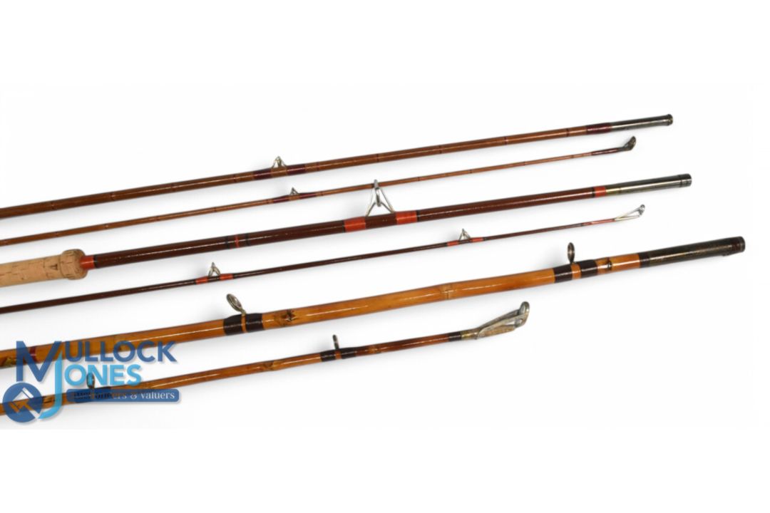 C Farlow & Co Ltd London, greenheart spinning rod, 8ft 2pc, 15" handle, brass sliding reel - Image 2 of 2