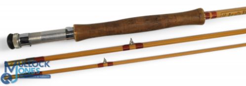 Edgard Sealey Octofly split cane fly rod, 10ft 3pc, alloy uplocking reel seat, red agate butt/tip