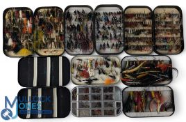 6x Wheatley Alloy fly boxes containing a good assortment of trout, sea trout and small salmon flies,