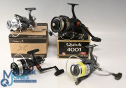 DAM Quick 4001 vintage spinning reel, front drag, c/w papers, spare parts in MOB, a similar 5001,