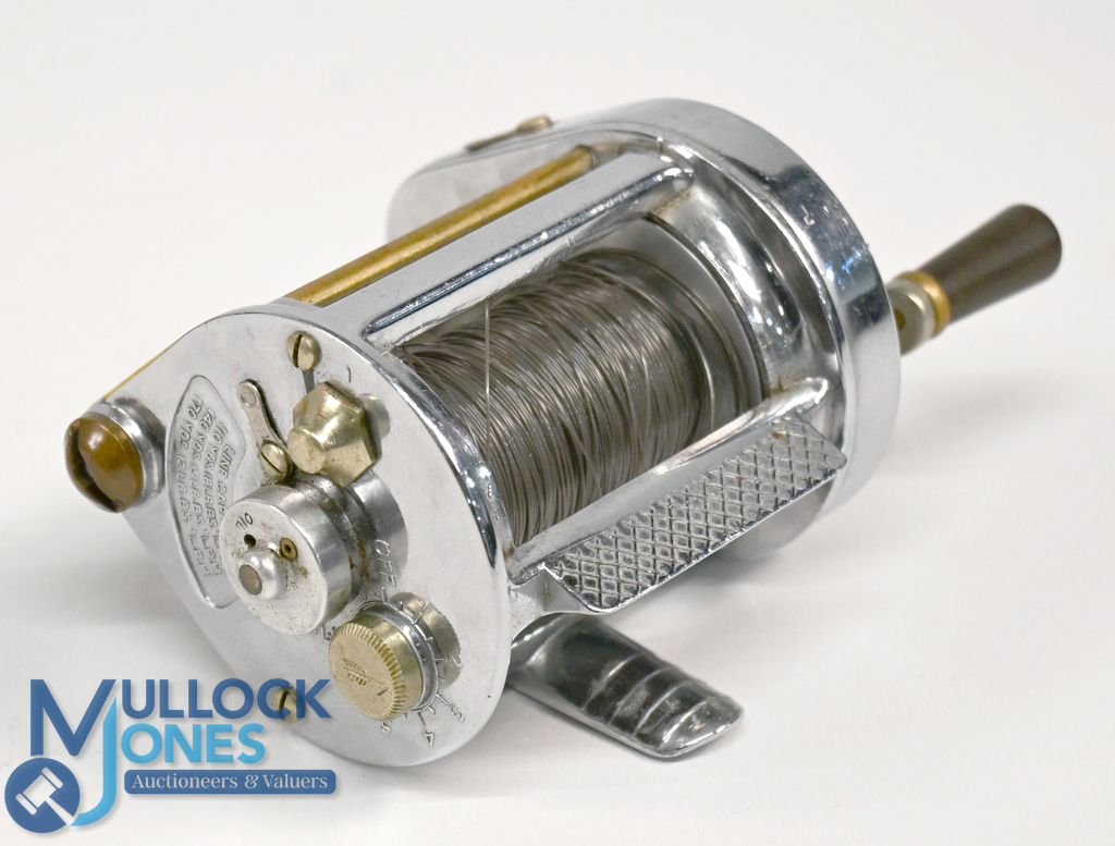 Hardy Bros "The Elarex" alloy bait casting reel, twin tapered handles, side tensioner, on/off check, - Image 3 of 3