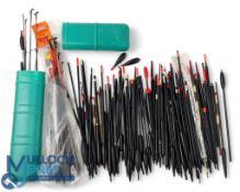 Collection of Fishing Floats, and quiver tips, assorted sizes and makers, a good lot #100