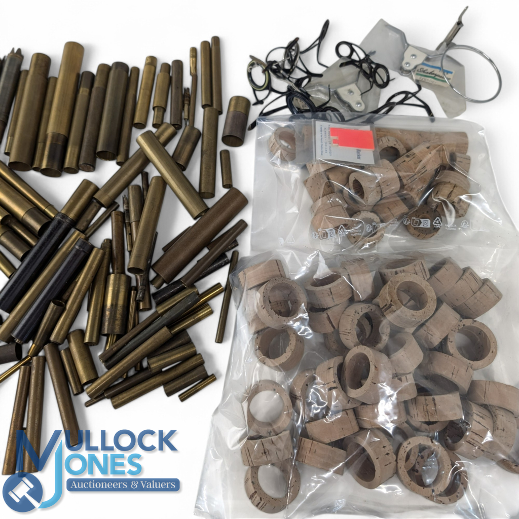 Fishing Rod Maker Repair Spare Parts - cork handle parts, assorted period brass ferrule, rod eyes - Image 4 of 4