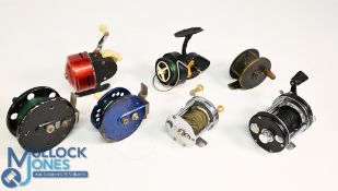7x Various Reels - features an ABU Ambassadeur 6000C multiplier reel in black foot stamped 047200