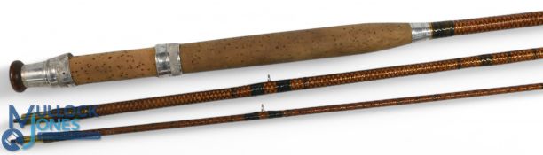 Fosters Makers Ashbourne 9ft 3pc trout fly rod, entire rod with copper cross weave over greenheart