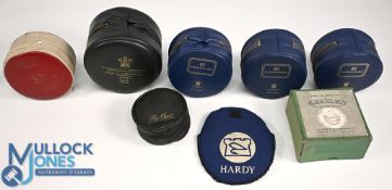 A collection of reel cases as follows: 5x Hardy mixed size and colour zip cases; Hardy Neoprene