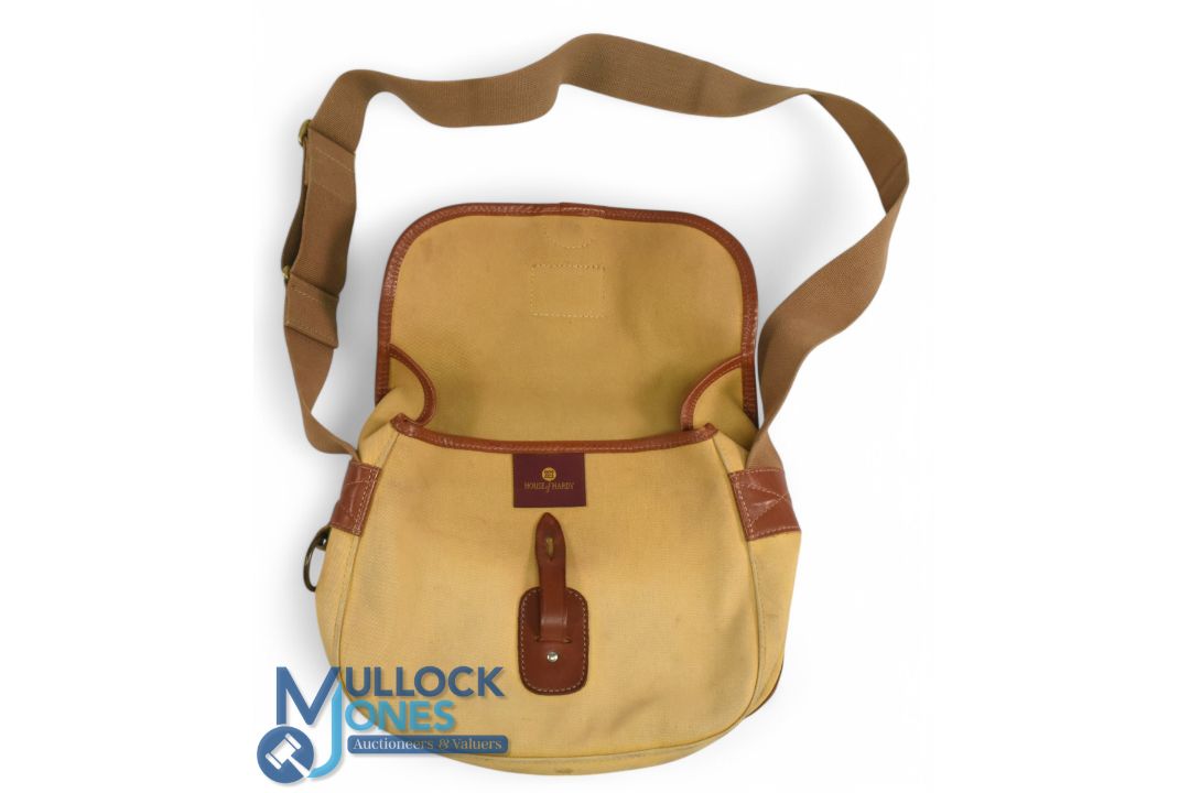 Hardy Alnwick "The Brook" canvas and leather shoulder bag, 11" x 10" x 3", one large pocket with - Image 3 of 3