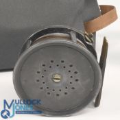 Hardy Bros brass faced Perfect salmon fly reel, 3 7/8