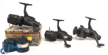 Mitchell fixed spool reels, as follows: 300 Excellence, good bail, rear tensioner, in tatty box.