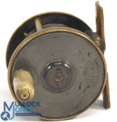 Hardy Bros brass plate wind reel 2 3/16
