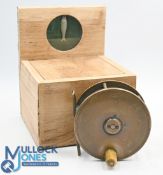 Gow & Sons Maker Dundee brass salmon fly reel, 4 3/8