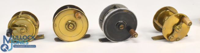 A collection of small unnamed alloy and brass reels, as follows: A 2