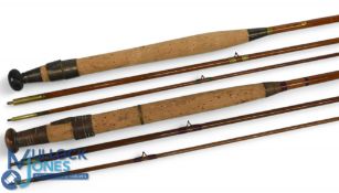 Allcocks Gladiator greenheart trout fly rod, 9ft 3pc brass sliding reel fitting and collar, lined
