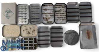 6x Wheatley alloy fly boxes inc dry fly, swing lea and magnetic strip models, some with flies and an