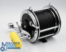 Penn Senator 4/0 Big Game 113 reel, in black and chromed finished, decorative end plates, foot