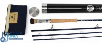 A fine Hardy Alnwick Zane Saltwater carbon fly rod 9ft 4pc line 12#, alloy double uplocking reel