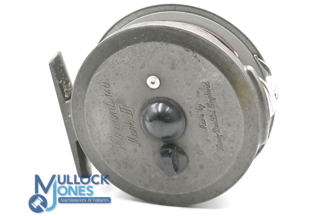 Hardy Viscount 140 Mk2 alloy fly reel, with early silk line, a large Hardy Selvyt reel bag - Image 2 of 2