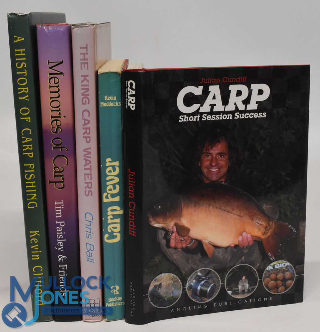 Five 'Carp' Fishing Books to include Carp Short Session Success 2010 Julian Cundiff, Carp Fever 1983